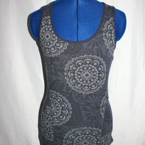 Danskin Now Active Tank Top Gray Floral Size Small Shelf Bra